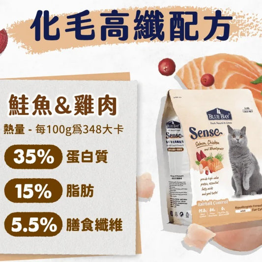 【SENSE貓飼料】雞肉&鮭魚+貓麥草 (化毛高纖配方)|寵物橫町