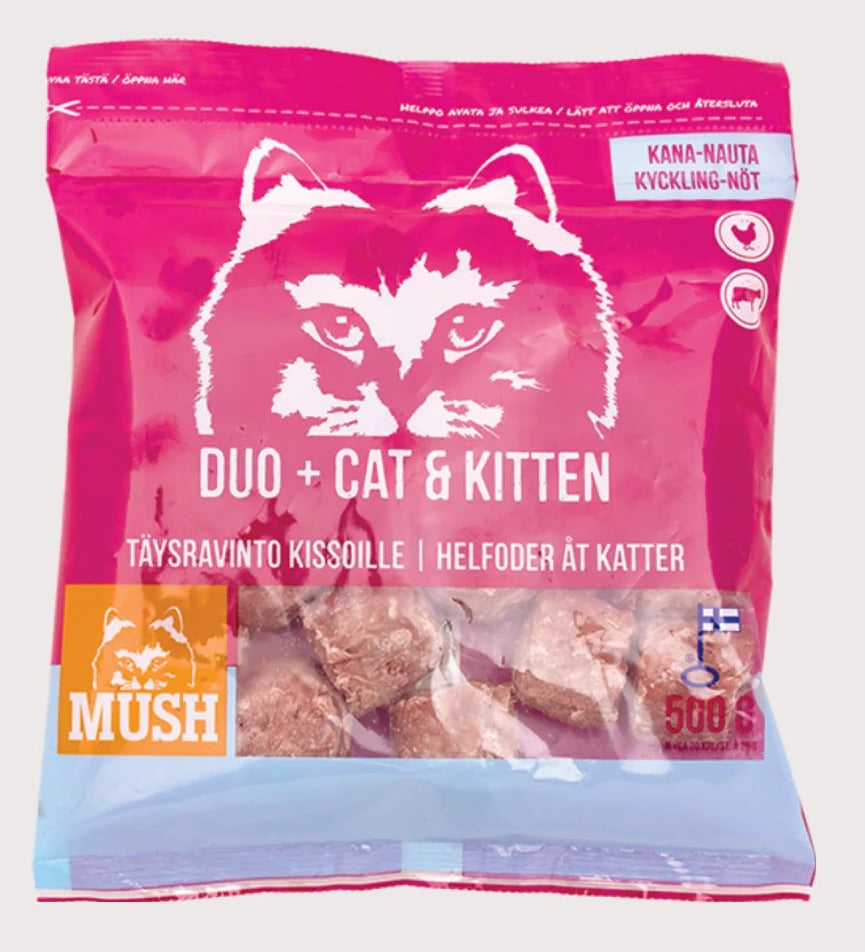 MUSH芬蘭生肉糧 - DUO+ 守護系列急凍貓糧 (雞+牛 500g)|寵物橫町
