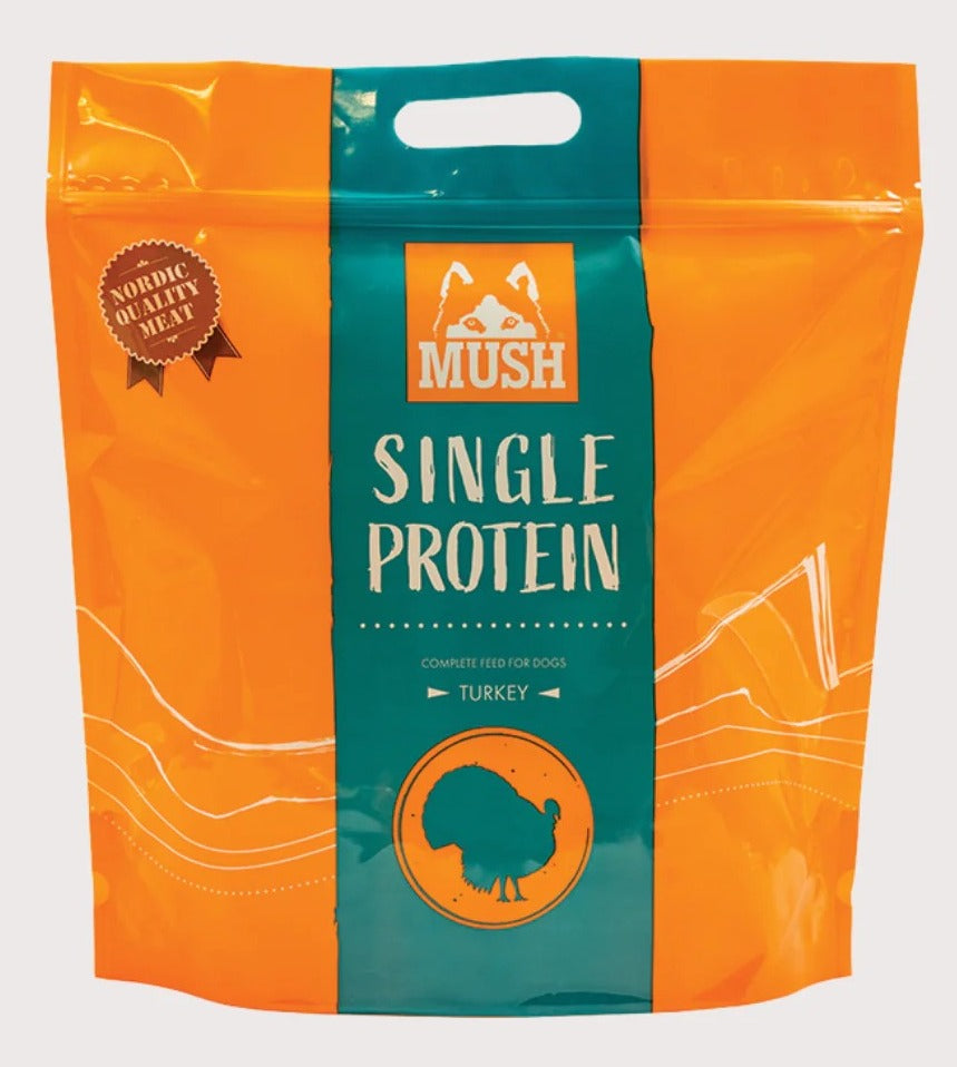MUSH芬蘭生肉糧 - SINGLE PROTEIN 特低敏系列急凍狗糧(純火雞 2kg)|寵物橫町